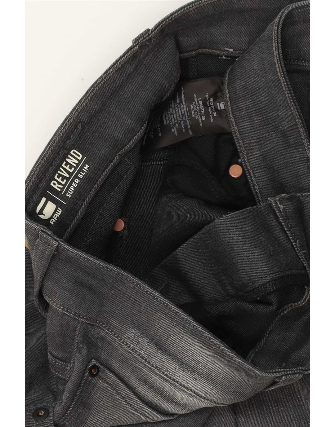 Jeans G-Star Revend da uomo super slim effetto consumato W34 L36 cotone grigio