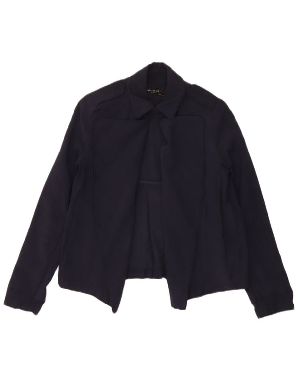 Top cardigan oversize militare da donna Zara UK 6 XS in viscosa blu navy
