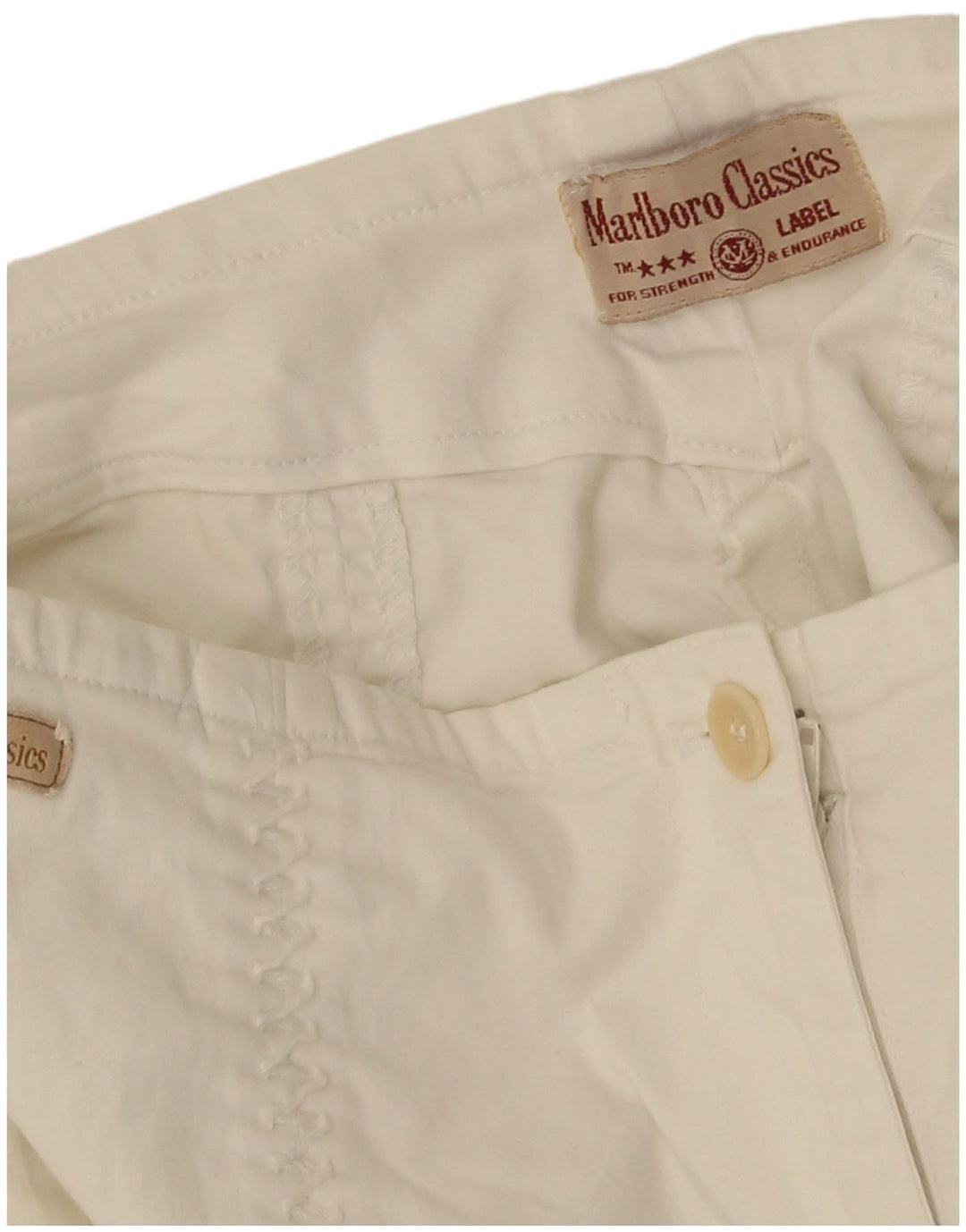 Pantaloni casual dritti da donna Marlboro Classics W30 L30 bianchi