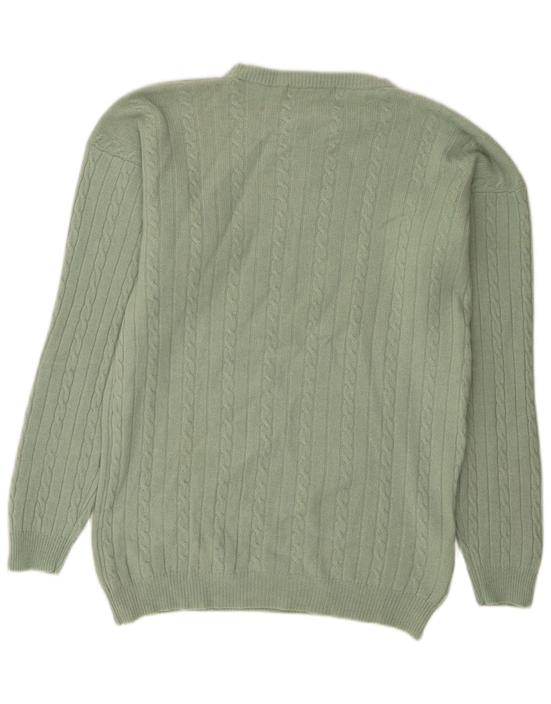 Maglione girocollo da uomo stile libero in lana verde grande