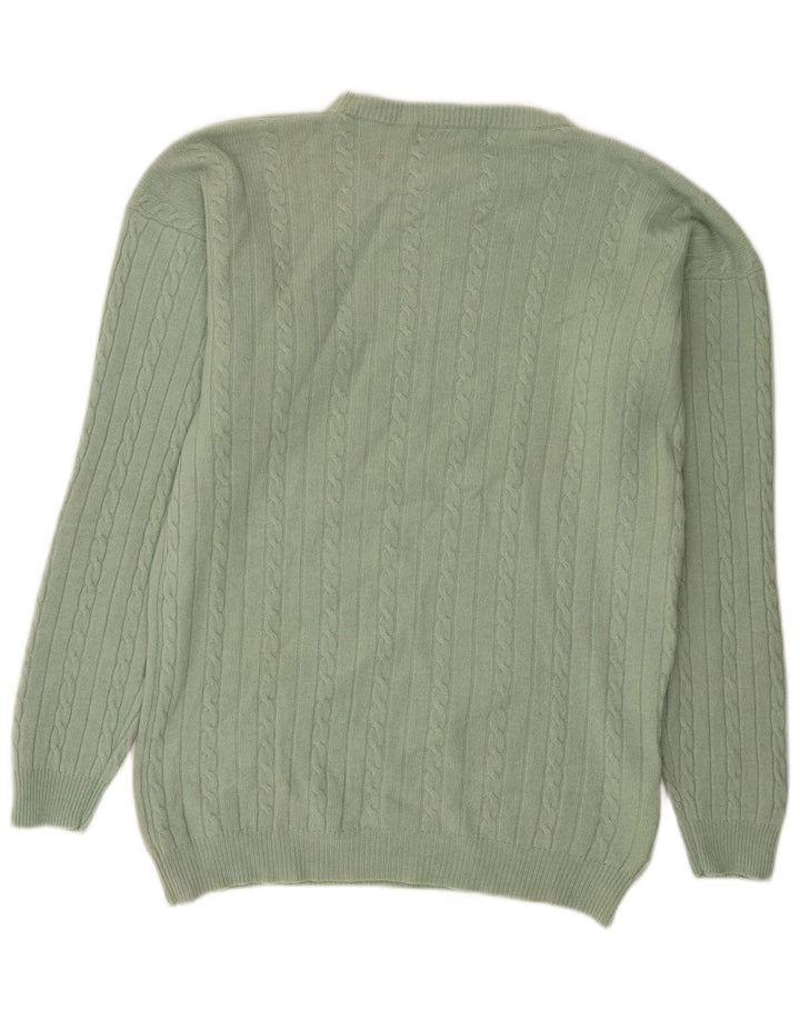 Maglione girocollo da uomo stile libero in lana verde grande