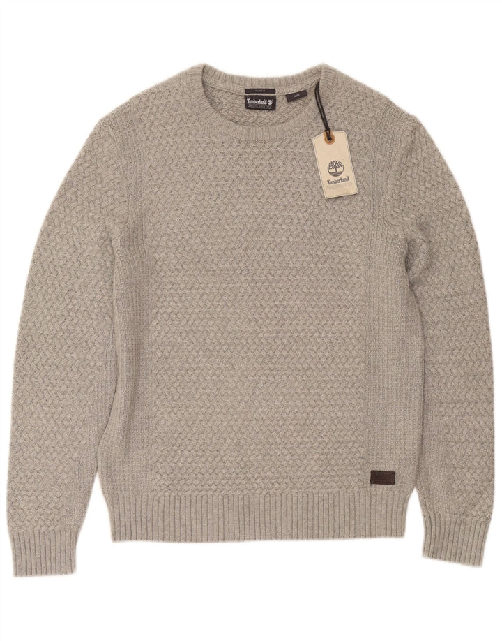 Timberland Maglione da uomo slim fit con scollo a barca in viscosa grigio medio