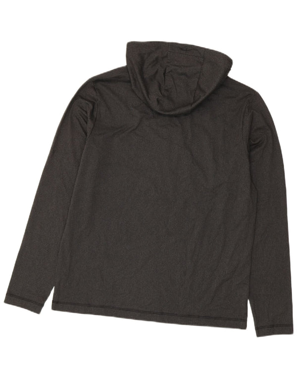 Top Adidas da uomo a maniche lunghe con cappuccio in poliestere grigio medio