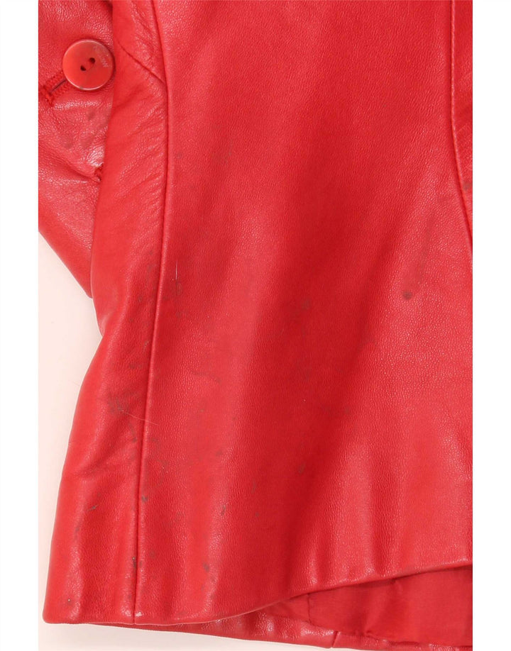 Marc Cain Giacca Blazer in Pelle da Donna a 4 Bottoni US Small Rossa