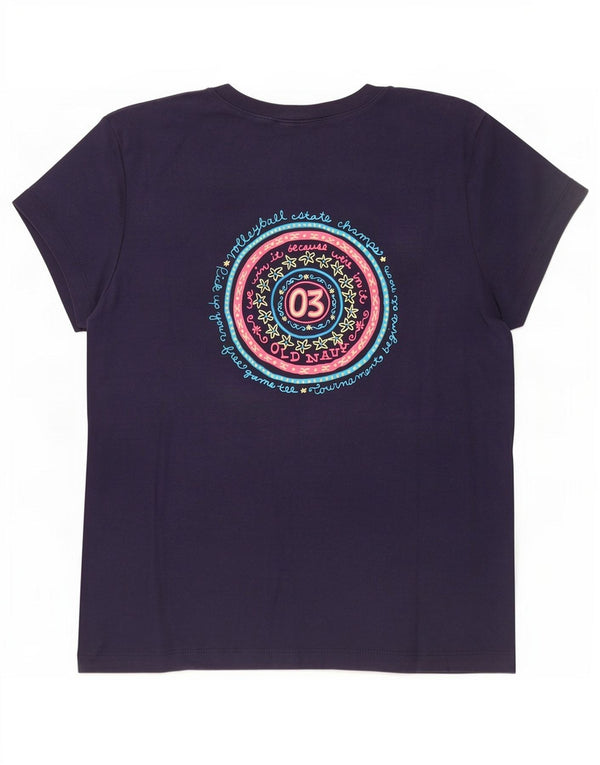 Old Navy Womens Graphic T-Shirt Top UK 14 Large Blue Cotton