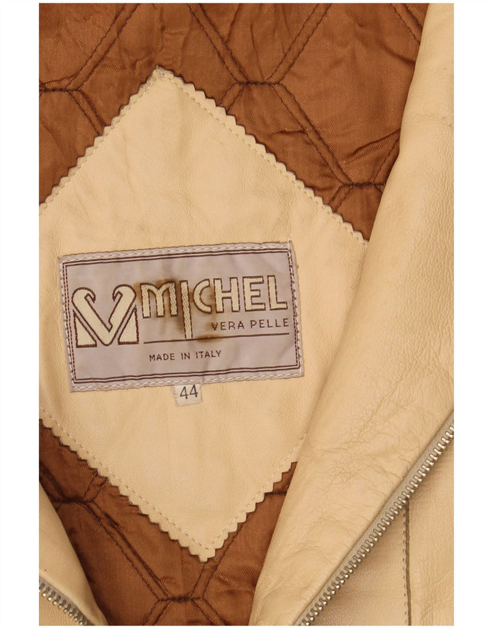 Giacca in pelle oversize con cappuccio da donna Michel IT 44 Pelle beige medio