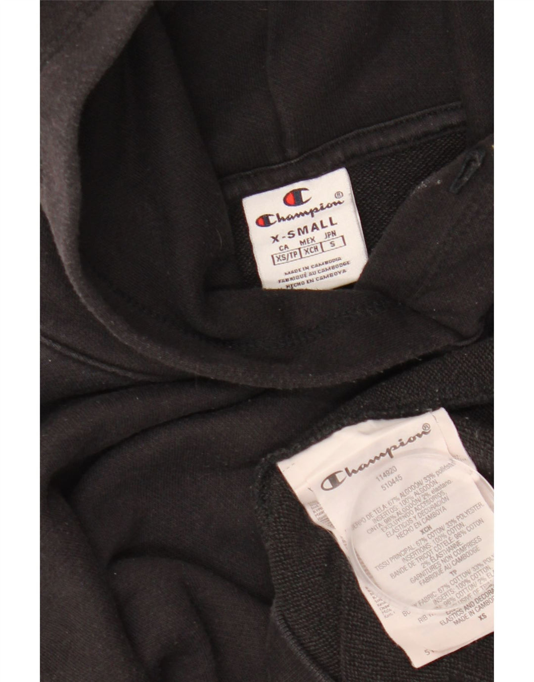 Maglione corto con cappuccio oversize da donna CHAMPION UK 6 XS cotone nero