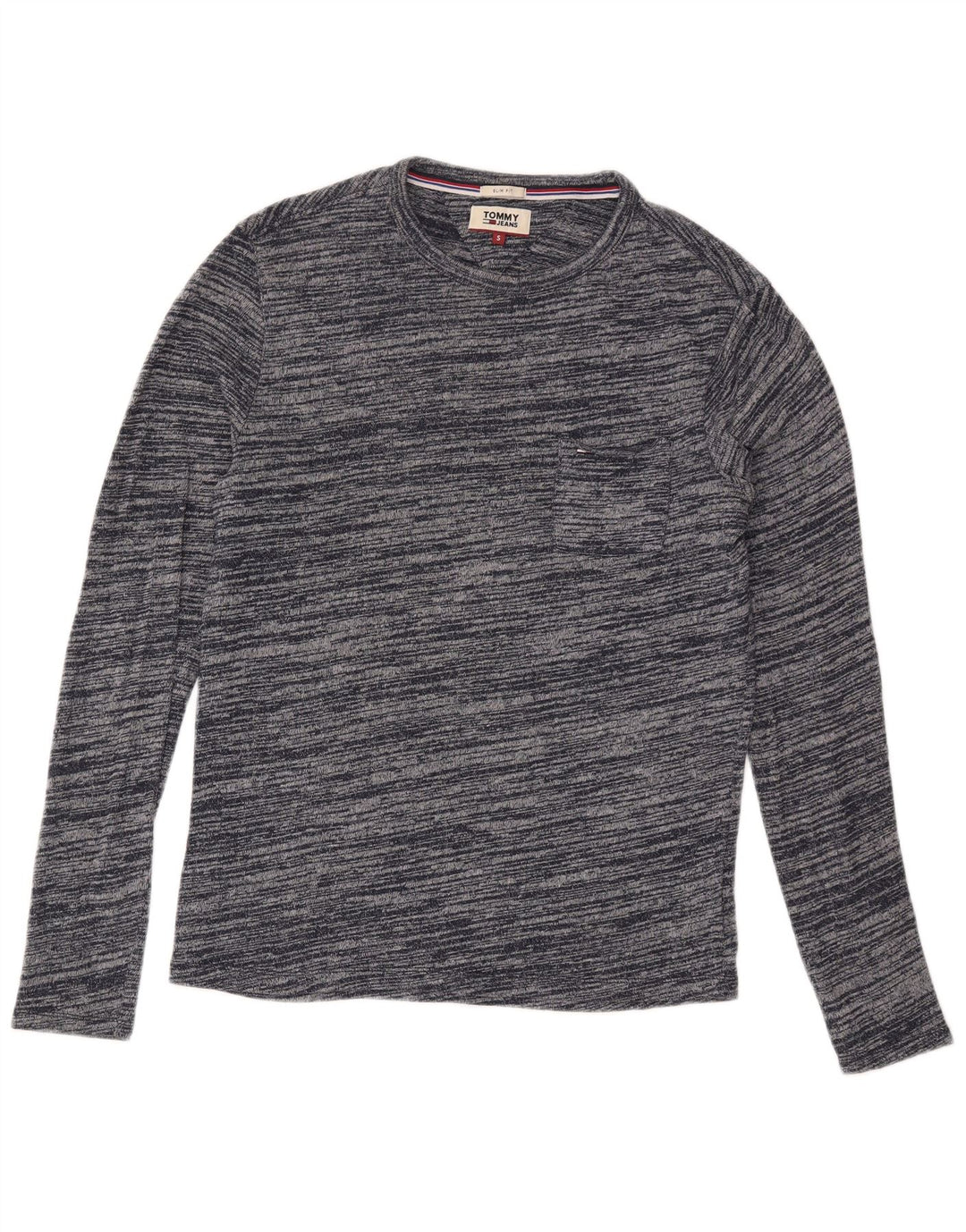 Maglione maglione girocollo da uomo Tommy Hilfiger piccolo gessato blu navy