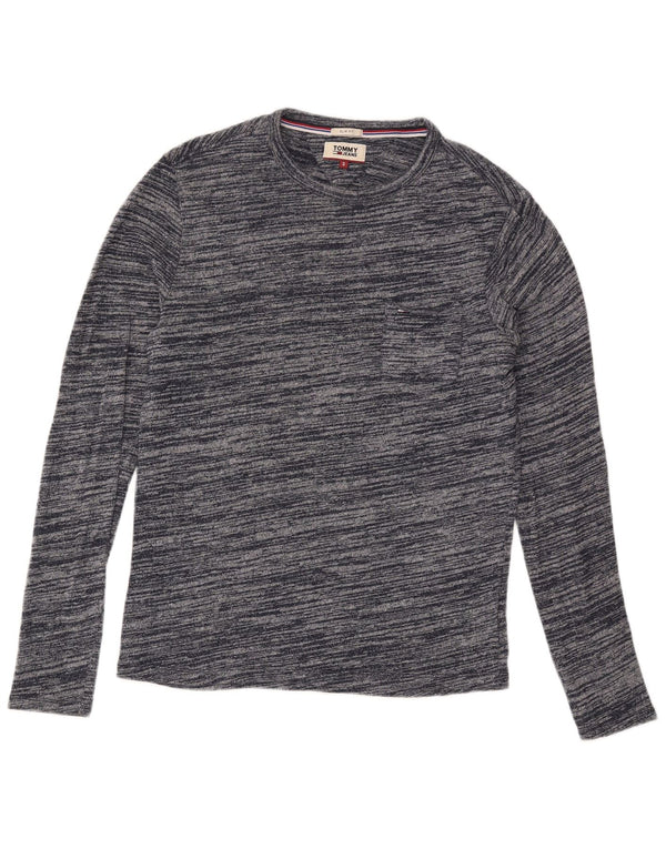 Maglione maglione girocollo da uomo Tommy Hilfiger piccolo gessato blu navy