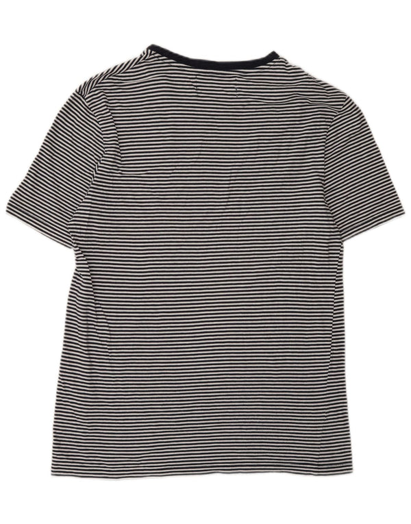 Zara Mens Relaxed Fit T-Shirt Top Medium Black Pinstripe Cotton