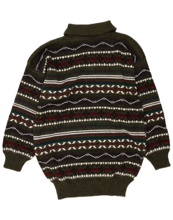 Maglione vintage da uomo con collo a polo, medio, geometrico multicolore