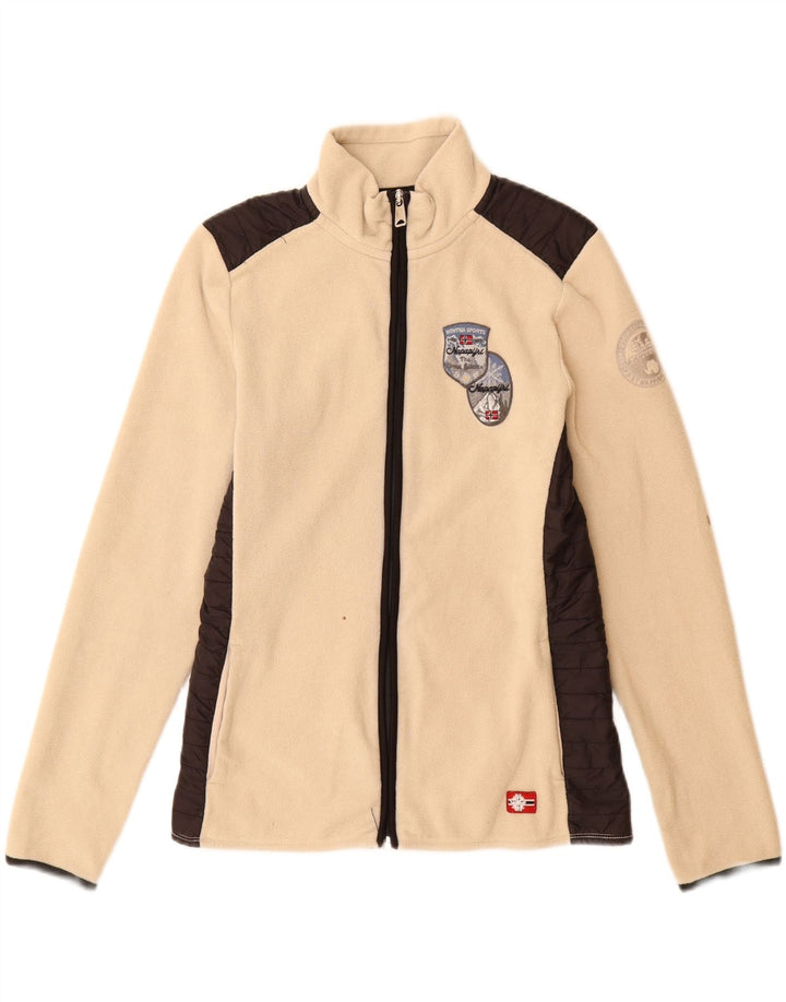 Giacca in pile da donna NAPAPIJRI UK 14 Large Beige Colourblock Poliestere