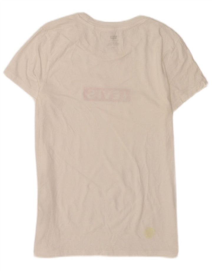 T-shirt grafica da donna Levi's Top UK 8 Small in cotone bianco