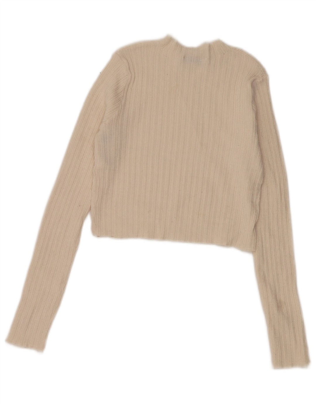 Maglione corto da donna Zara con collo alto, UK 8, piccolo, in poliestere bianco sporco