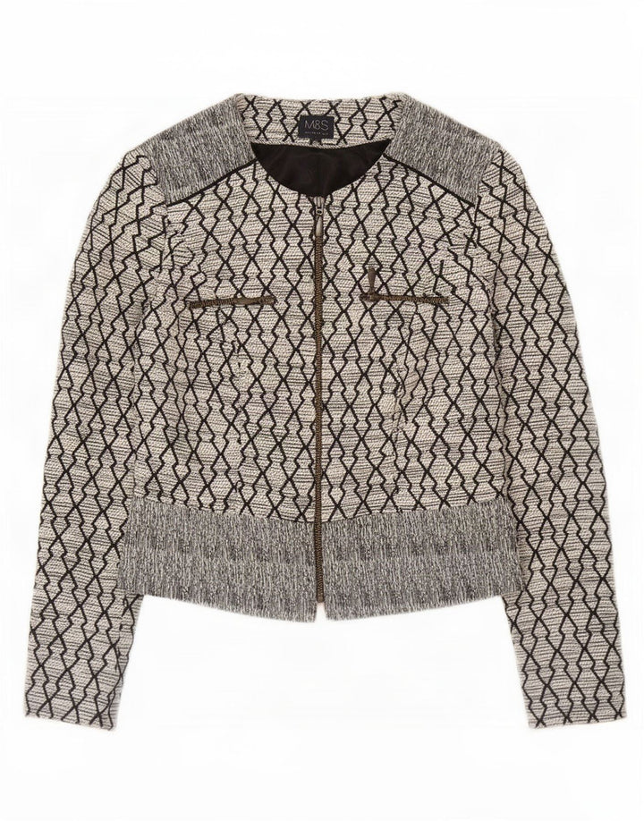 Giacca blazer da donna Marks & Spencer UK 8 piccola cotone geometrico nero