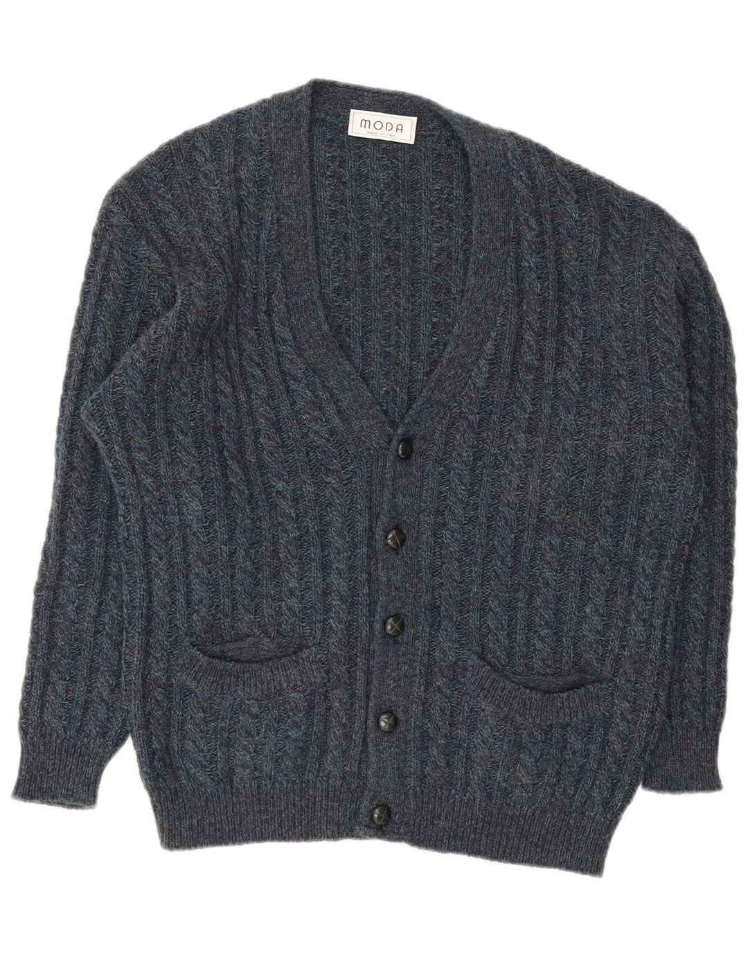 Maglione cardigan da uomo vintage grande blu navy