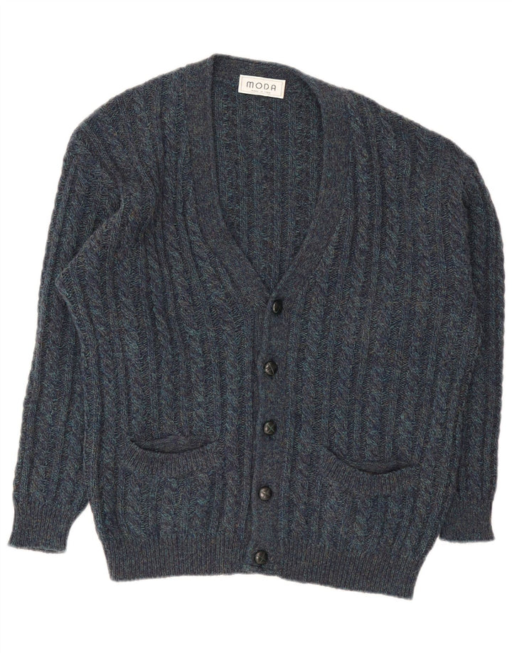 Maglione cardigan da uomo vintage grande blu navy