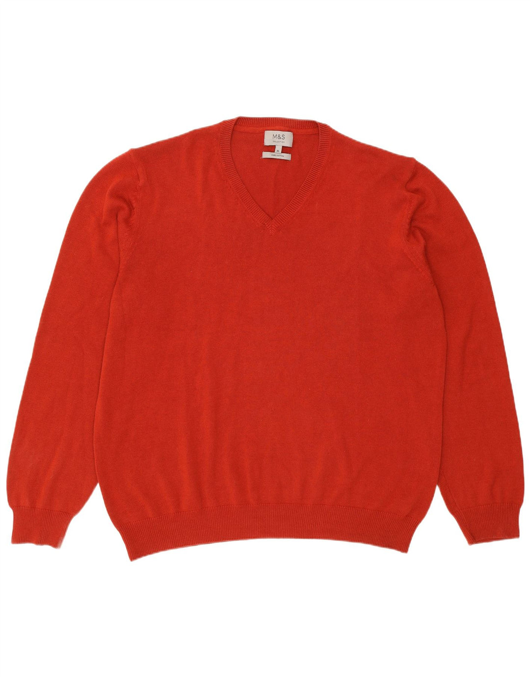 Maglione da uomo con scollo a V Marks & Spencer XL in cotone rosso