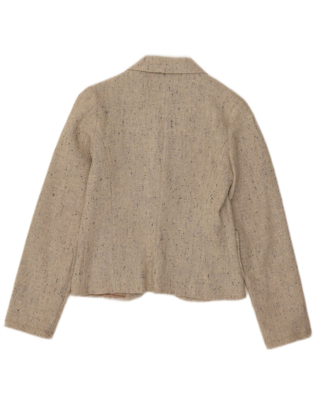 Giacca blazer vintage da donna corta a 1 bottone UK 4 XS beige screziata