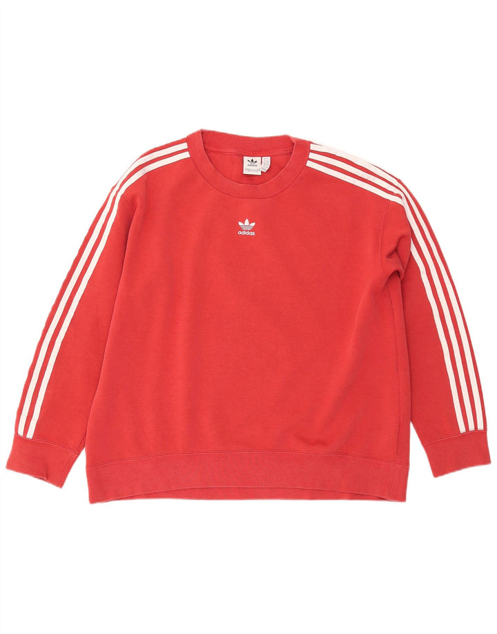 Felpa oversize da donna ADIDAS, maglione UK 12, cotone rosso medio