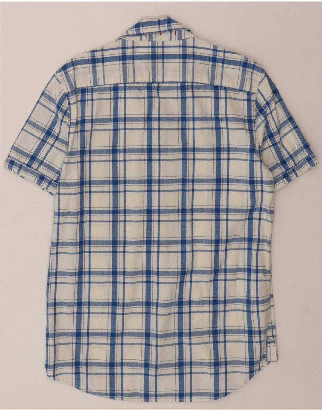 SUPERDRY Mens Short Sleeve Shirt Medium Blue Check Cotton Vintage Superdry and Second-Hand Superdry from Messina Hembry 
