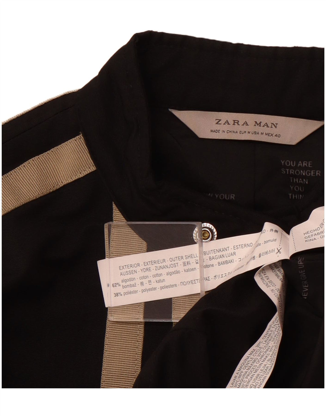 Giubbotto bomber da uomo ZARA UK 38 cotone a righe nere medie