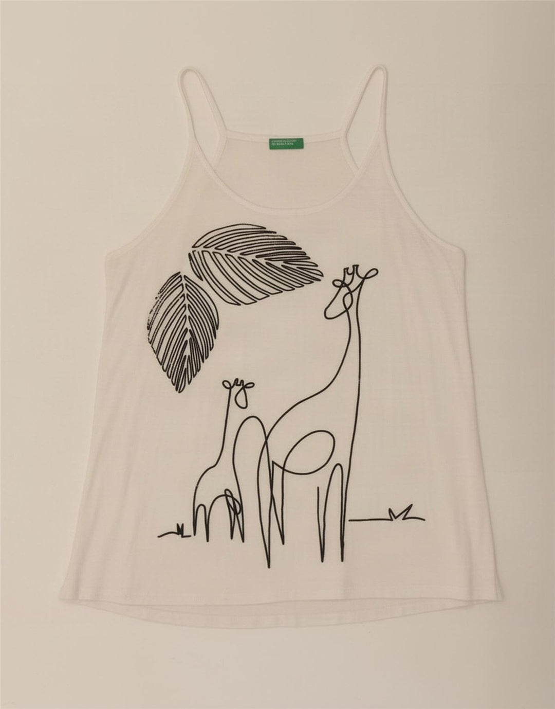 Top con camicetta grafica da donna Benetton UK 14 viscosa bianca media