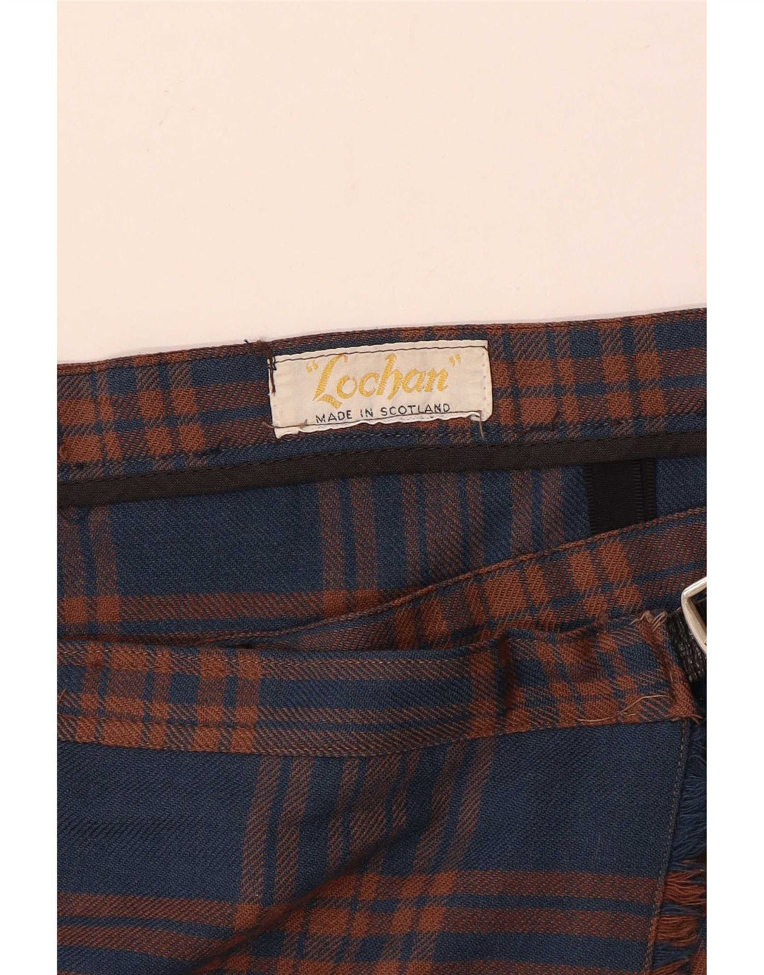 Gonna a portafoglio a pieghe vintage da donna W32 grande motivo a quadri blu navy