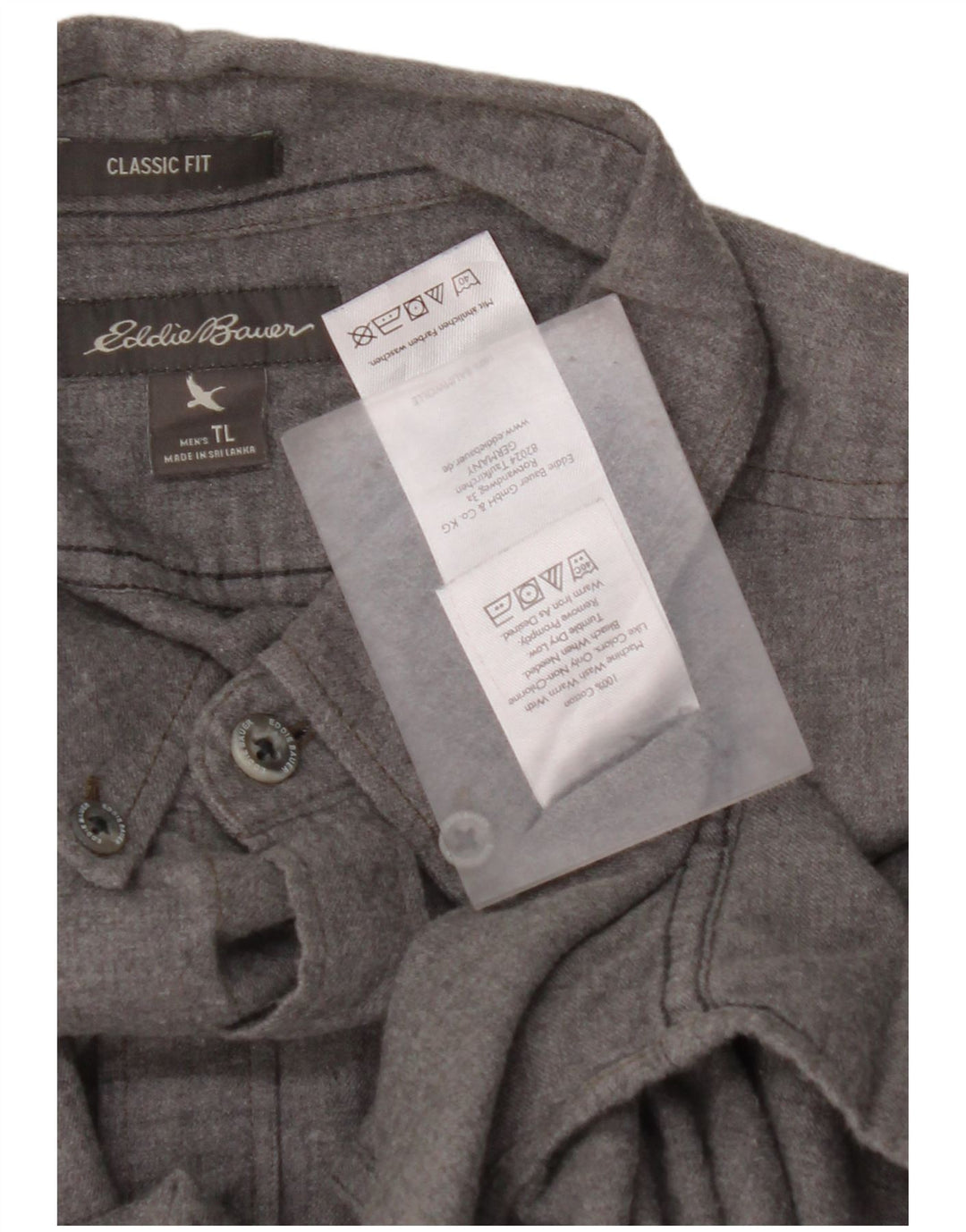 EDDIE BAUER Camicia da uomo alta in flanella dal taglio classico, grande in cotone grigio