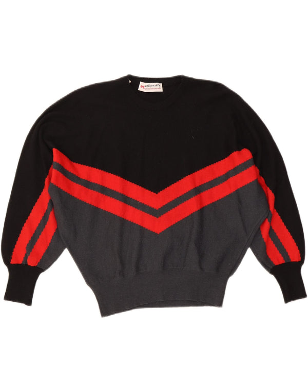 Mazzonetto Womens Crew Neck Jumper Sweater IT 48 XL Black Colourblock