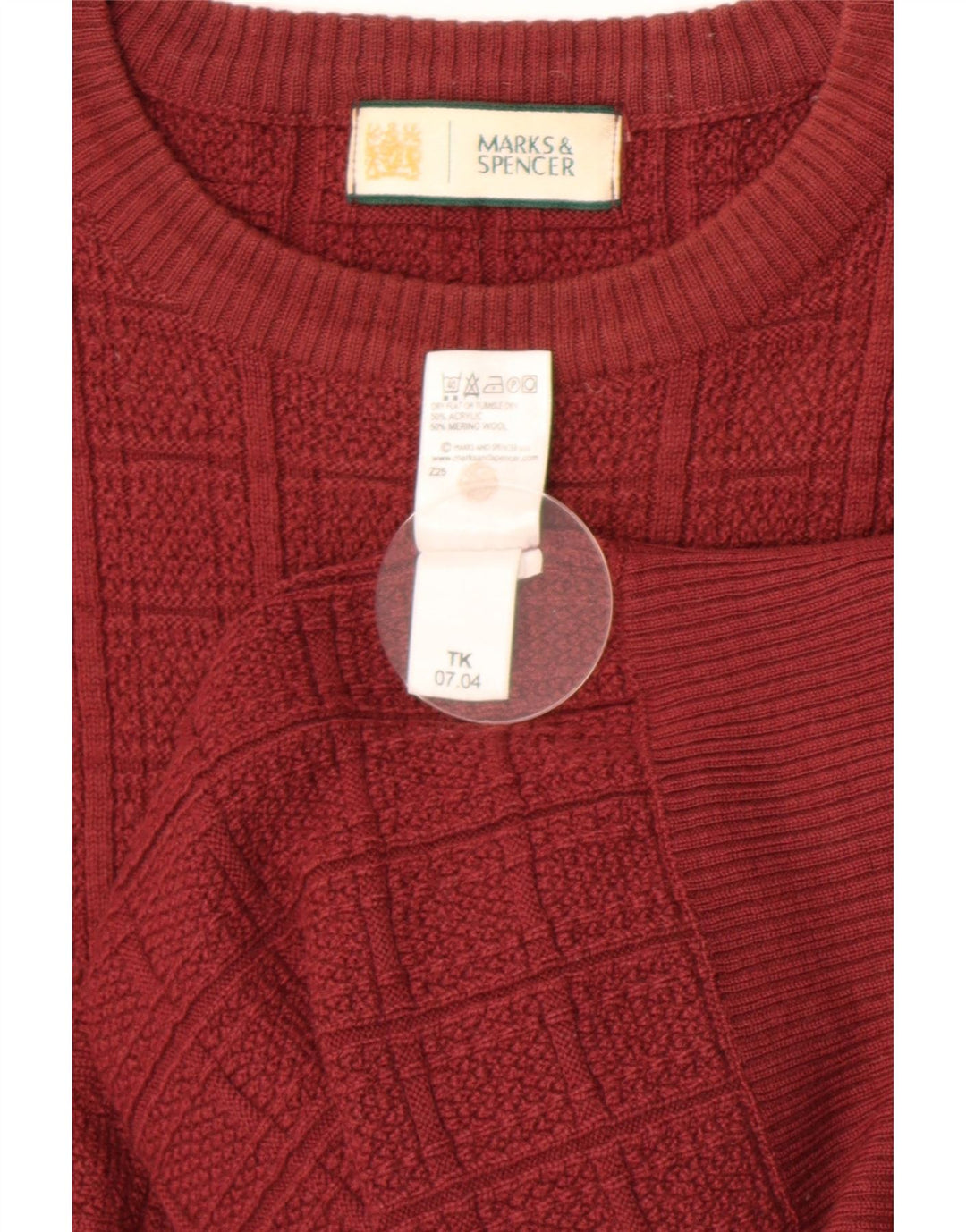 Maglione maglione girocollo da uomo Marks & Spencer rosso medio in acrilico