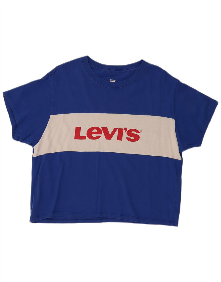 T-shirt grafica da donna Levi's Top UK 14 Colorblock blu medio