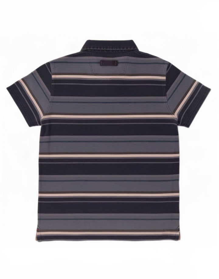 Polo da uomo Fat Face in cotone a righe blu medio