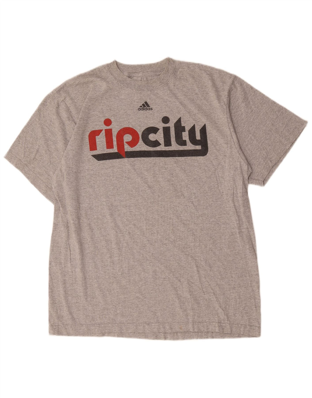 T-shirt grafica da uomo Adidas Top grande in cotone grigio