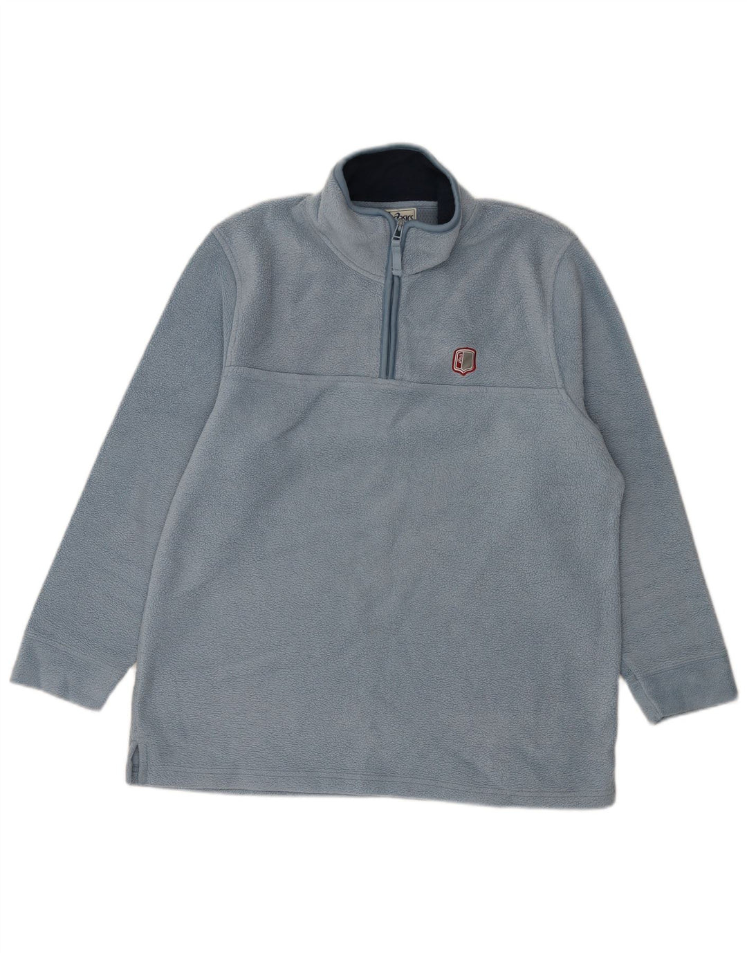 Maglione in pile ASICS da uomo con zip e collo, grande, in poliestere blu