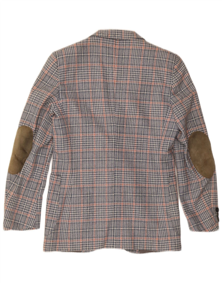 Giacca blazer vintage da uomo a 2 bottoni UK 36 piccolo quadretto grigio