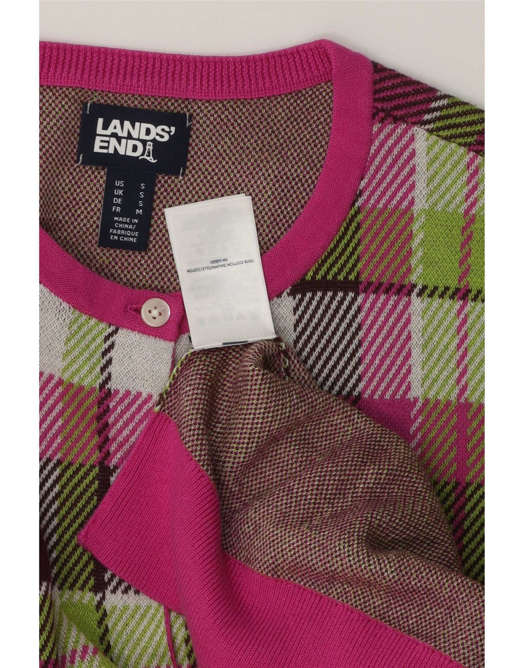 Maglione cardigan oversize da donna Lands End UK 10 piccolo controllo multicolore