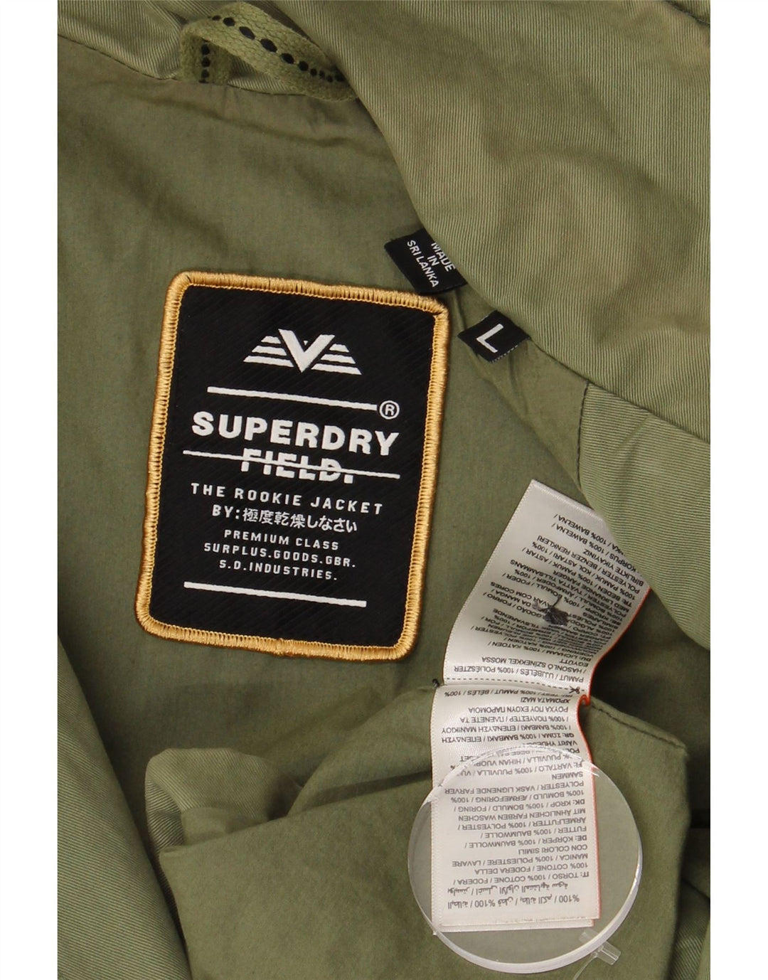 Giacca militare da uomo SUPERDRY UK 40 grande cotone verde