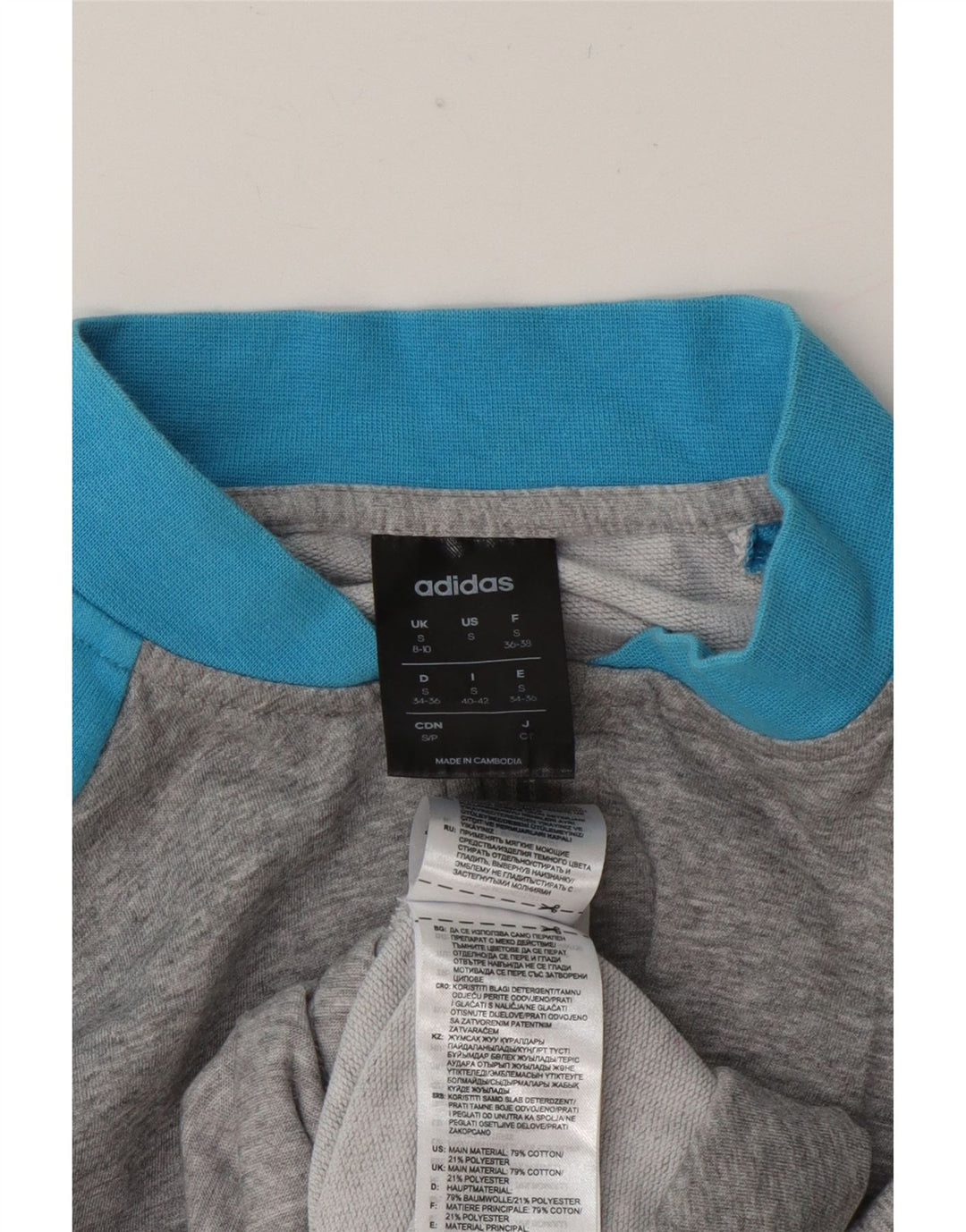Giacca da ginnastica grafica da donna Adidas UK 8/10 Small Grey Colourblock