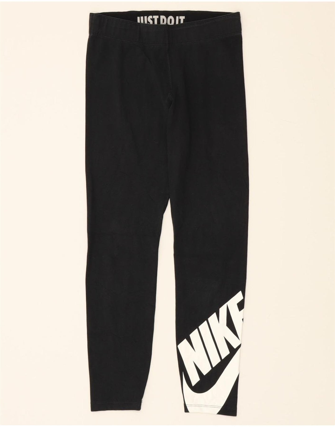 NIKE Womens Graphic Leggings UK 8 Small  Black Polyester Vintage Nike and Second-Hand Nike from Messina Hembry 