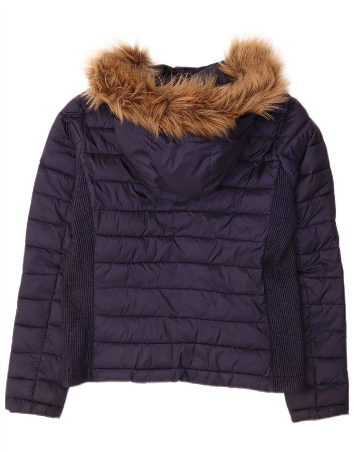 Giacca imbottita con cappuccio da donna SUPERDRY UK 14 poliestere medio blu navy