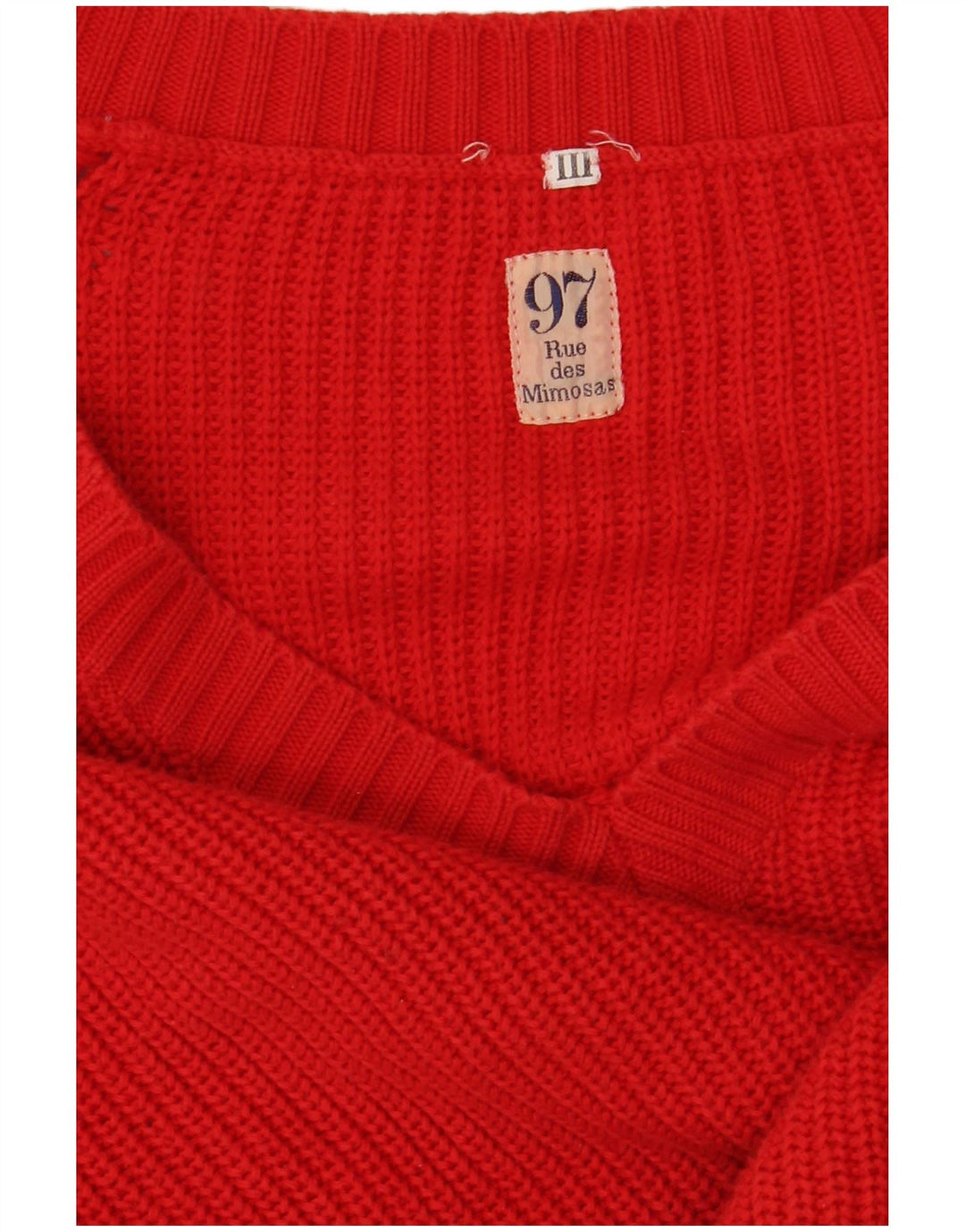 VINTAGE Maglione da uomo con scollo a V grande cotone rosso