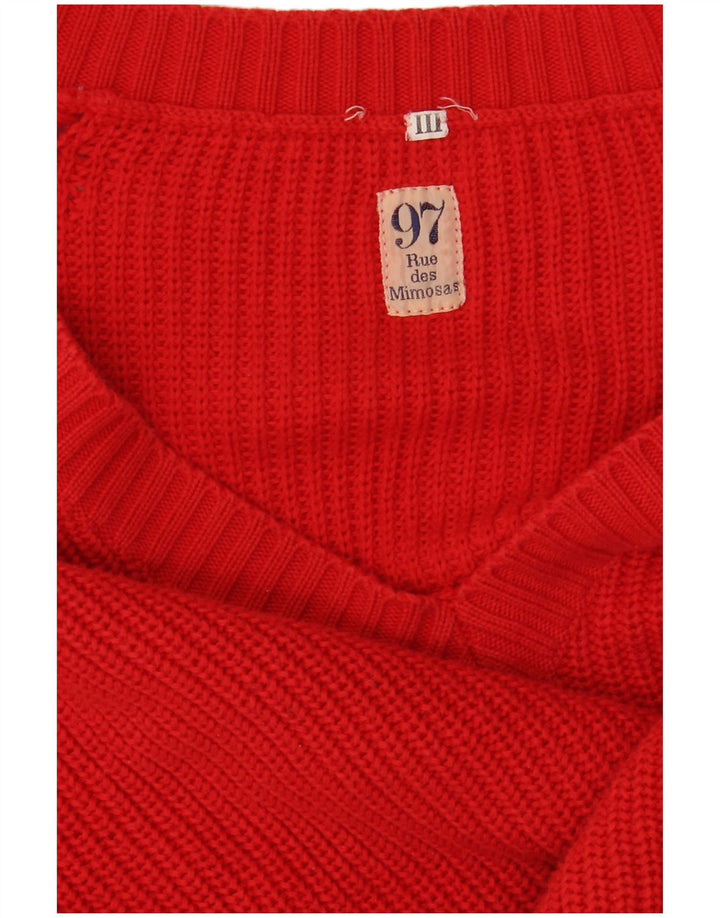 VINTAGE Maglione da uomo con scollo a V grande cotone rosso