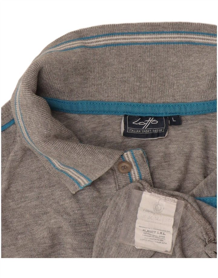 Polo da uomo Lotto Large in cotone grigio