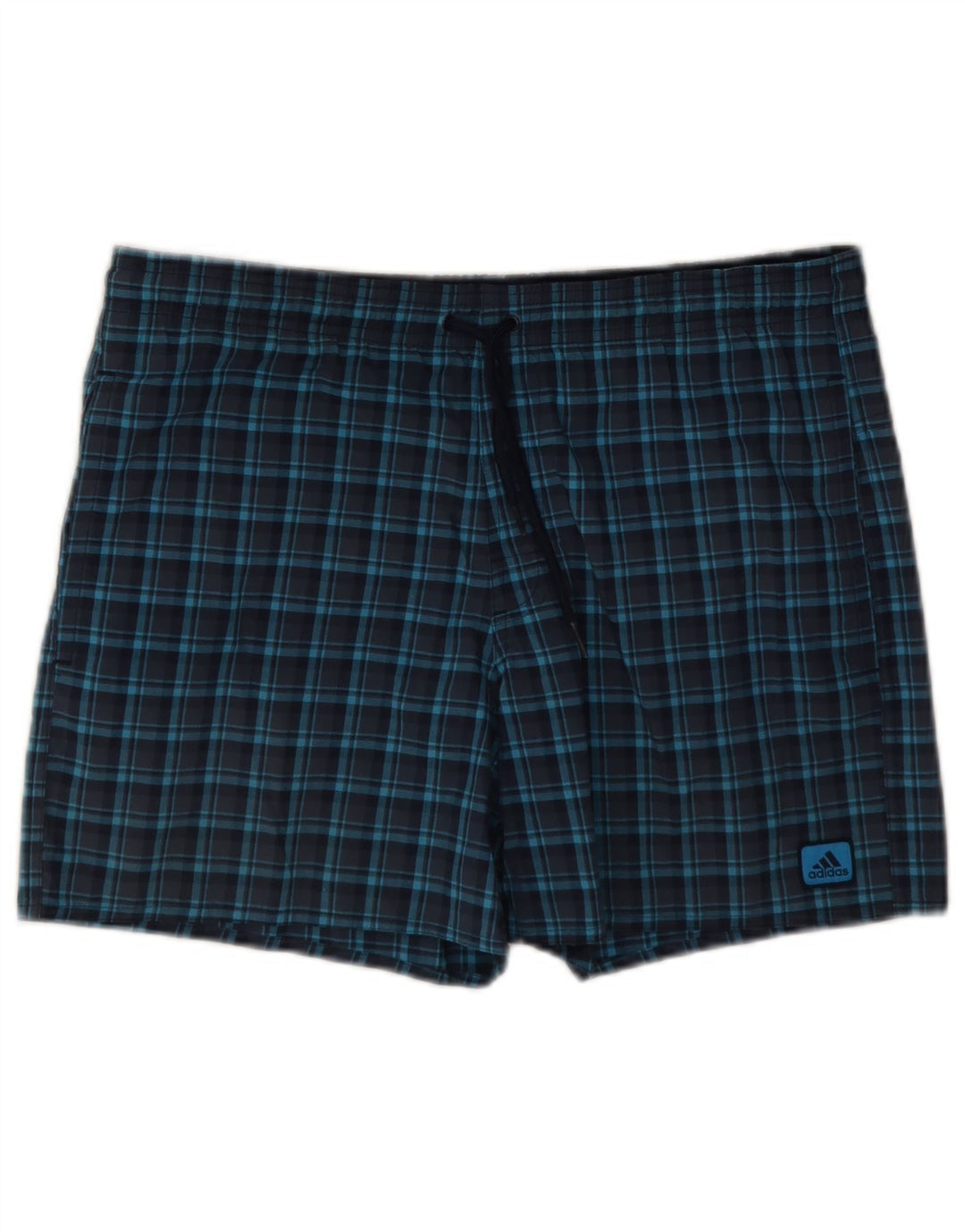 Pantaloncini da bagno da uomo Adidas piccoli in poliestere a quadri blu navy