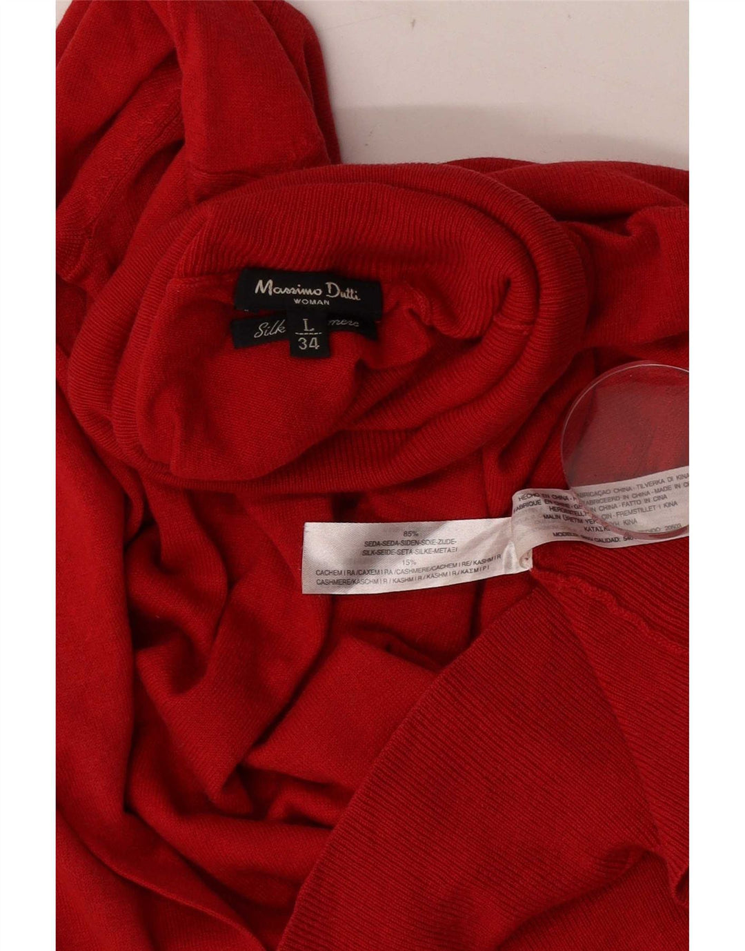 Maglione maglione a collo alto da donna Massimo Dutti UK 14 grande seta rossa