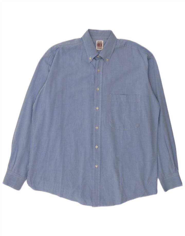 Camicia da uomo Ferre taglia 42 16 1/2 grande cotone blu