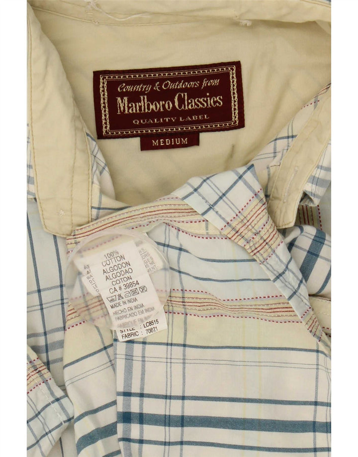 Camicia a maniche corte da uomo Marlboro Classics in cotone a quadri multicolore medio