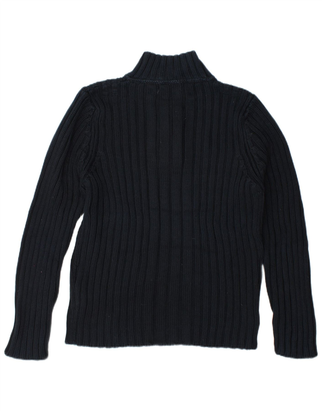 Maglione Zara da uomo con collo abbottonato, grande, in cotone blu navy