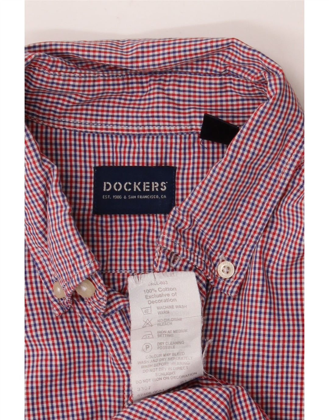 Camicia da uomo a maniche corte Dockers in cotone a quadretti rosso medio